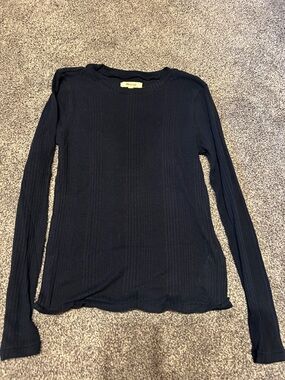 Madewell Navy Ribbed Long-Sleeve Top